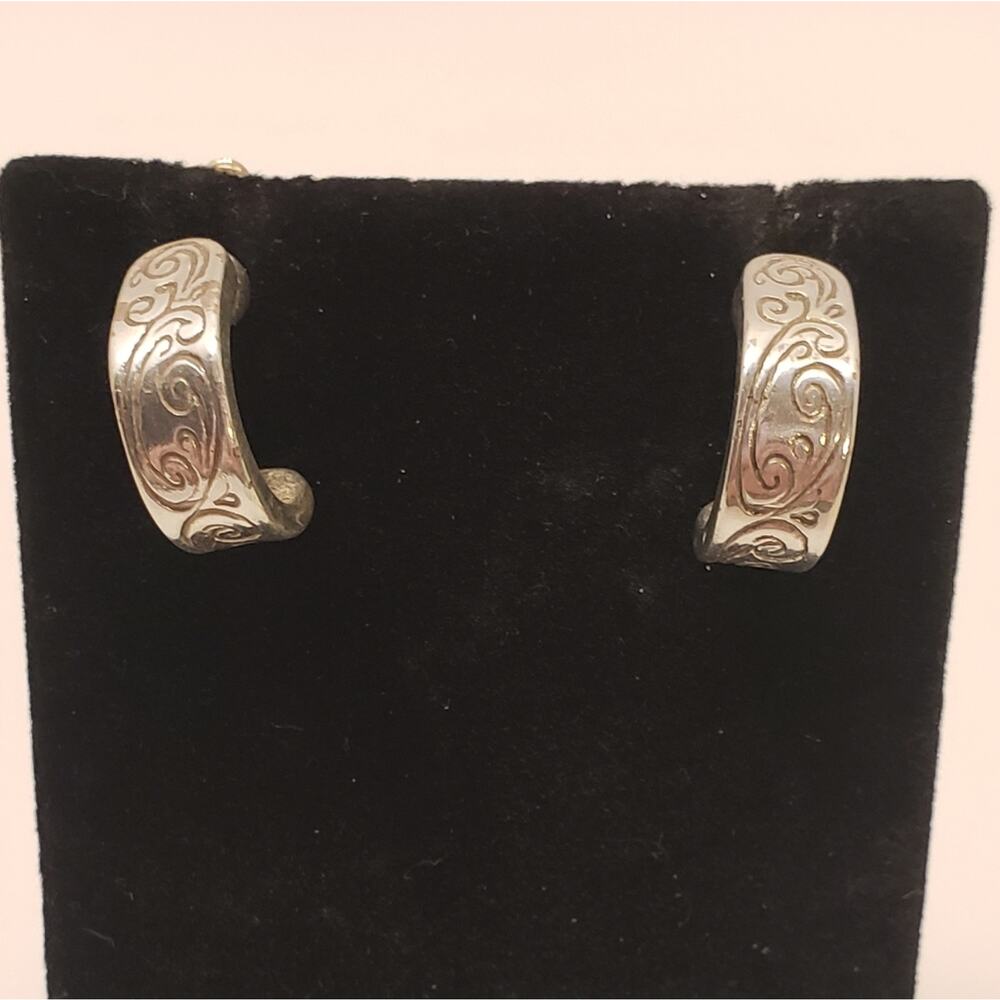 Brighton Silver plated etched earrings vintage